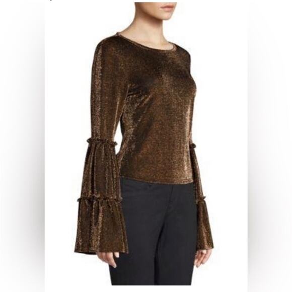 LIKELY Freya Gold Glitter Top Size M - Picture 2 of 8